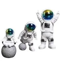 Cute Outer Space Astronaut Fgurnes â€“ 3Pece Statue Set for Home Decor, Offce Desk, Car Dashboard and Gftng â€“ Decoratve Space Theme Mnature Fgures